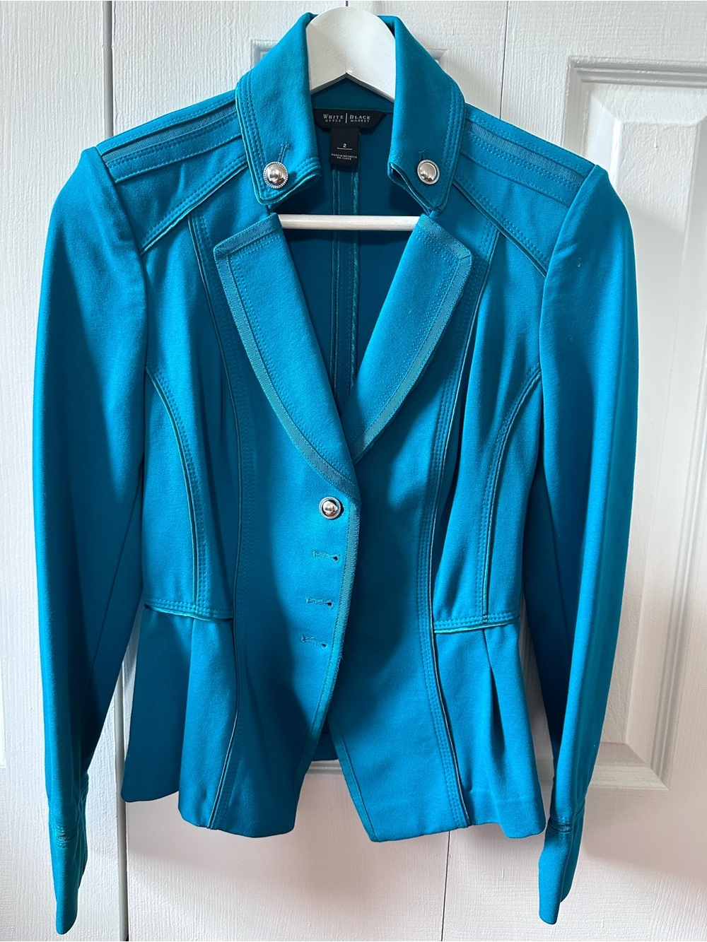 White House Black Market Teal Tailored Peplum Blazer